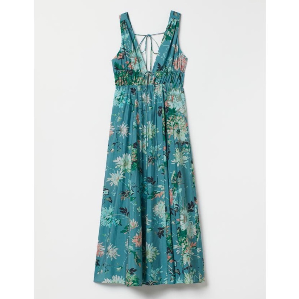 H&M Lyocell-blend V-neck Dress in Turquoise/Floral - Picture 4 of 8